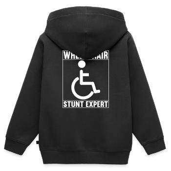 Personnes en fauteuil roulant Fauteuil roulant - Sweat Premium à capuche zippé enfant bio - noir - Dos - AI Model Kid Male (0cm)