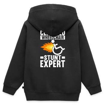 Personnes en fauteuil roulant Fauteuil roulant - Sweat Premium à capuche zippé enfant bio - noir - Dos - AI Model Kid Male (0cm)