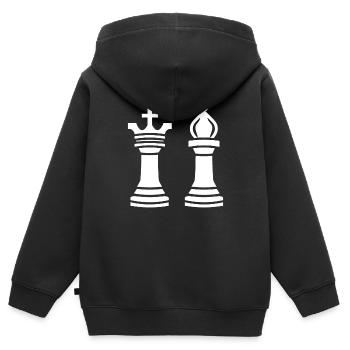 Jeux échecs - Sweat Premium à capuche zippé enfant bio - noir - Dos - AI Model Kid Male (0cm)