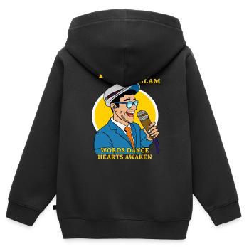 POETRY SLAM WORDS DANCE HEARTS AWAKEN - Kids Premium Organic Zip-up Hoodie - black - Back - AI Model Kid Male (0cm)