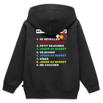Basketball HommeJournée Parfaite Basket - Sweat Premium à capuche zippé enfant bio - noir - Dos - AI Model Kid Male (0cm)