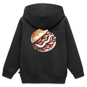 Döner in Comicstyle - Kinder Premium Organic Zip Hoodie - Schwarz - Hinten - AI Model Kid Male (0cm)
