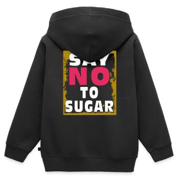 ZUCKER SAY NO TO SUGAR - Kinder Premium Organic Zip Hoodie - Schwarz - Hinten - AI Model Kid Male (0cm)
