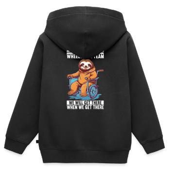 Personnes en fauteuil roulant Fauteuil roulant - Sweat Premium à capuche zippé enfant bio - noir - Dos - AI Model Kid Male (0cm)