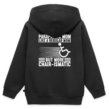 Personnes en fauteuil roulant Fauteuil roulant - Sweat Premium à capuche zippé enfant bio - noir - Dos - AI Model Kid Male (0cm)