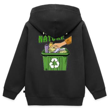 POUBELLE POUR UNE NATURE PROPRE - Sweat Premium à capuche zippé enfant bio - noir - Dos - AI Model Kid Male (0cm)