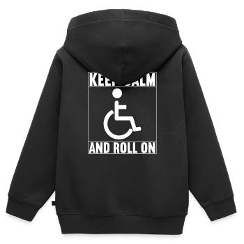 Personnes en fauteuil roulant Fauteuil roulant - Sweat Premium à capuche zippé enfant bio - noir - Dos - AI Model Kid Male (0cm)