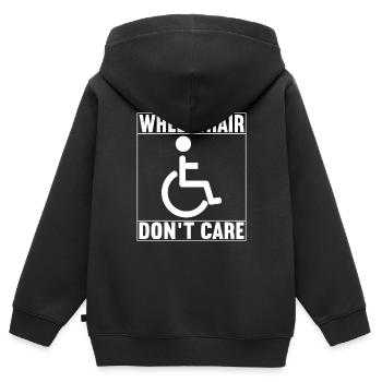 Personnes en fauteuil roulant Fauteuil roulant - Sweat Premium à capuche zippé enfant bio - noir - Dos - AI Model Kid Male (0cm)