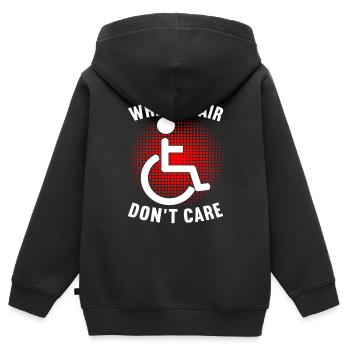 Personnes en fauteuil roulant Fauteuil roulant - Sweat Premium à capuche zippé enfant bio - noir - Dos - AI Model Kid Male (0cm)