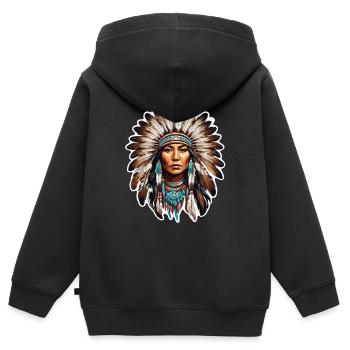 Indianer - Indianer - USA - Kinder Premium Organic Zip Hoodie - Schwarz - Hinten - AI Model Kid Male (0cm)