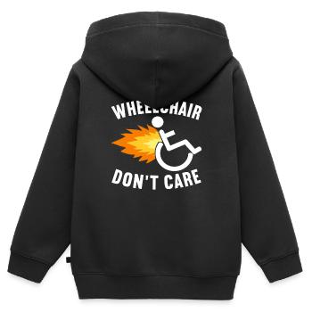 Personnes en fauteuil roulant Fauteuil roulant - Sweat Premium à capuche zippé enfant bio - noir - Dos - AI Model Kid Male (0cm)