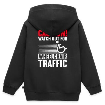 Personnes en fauteuil roulant Fauteuil roulant - Sweat Premium à capuche zippé enfant bio - noir - Dos - AI Model Kid Male (0cm)