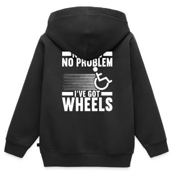 Personnes en fauteuil roulant Fauteuil roulant - Sweat Premium à capuche zippé enfant bio - noir - Dos - AI Model Kid Male (0cm)