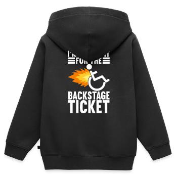 Personnes en fauteuil roulant Fauteuil roulant - Sweat Premium à capuche zippé enfant bio - noir - Dos - AI Model Kid Male (0cm)