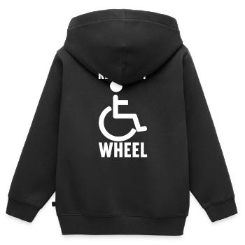 Personnes en fauteuil roulant Fauteuil roulant - Sweat Premium à capuche zippé enfant bio - noir - Dos - AI Model Kid Male (0cm)
