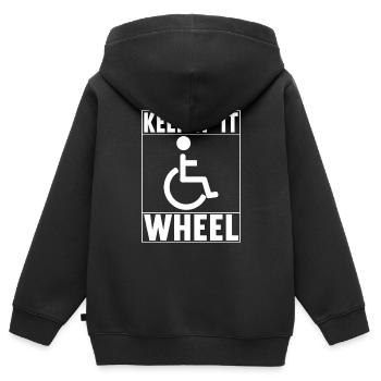 Personnes en fauteuil roulant Fauteuil roulant - Sweat Premium à capuche zippé enfant bio - noir - Dos - AI Model Kid Male (0cm)