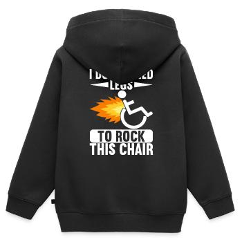 Personnes en fauteuil roulant Fauteuil roulant - Sweat Premium à capuche zippé enfant bio - noir - Dos - AI Model Kid Male (0cm)