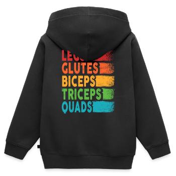 Beine, Gesäß, Bizeps, Trizeps, Quads, LGBT Fitness - Kinder Premium Organic Zip Hoodie - Schwarz - Hinten - AI Model Kid Male (0cm)