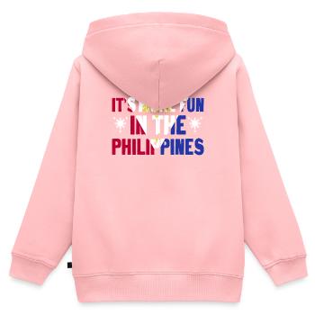 C’est plus amusant aux Philippines - Sweat Premium à capuche zippé enfant bio - rose - Dos - AI Model Kid Female (0cm)