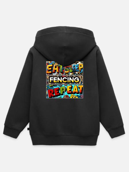 Eat sleep Fencing repeat - Kinder Premium Organic Zip Hoodie - Schwarz
