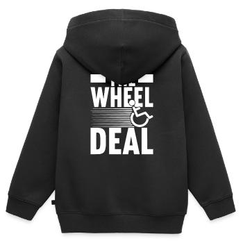 Personnes en fauteuil roulant Fauteuil roulant - Sweat Premium à capuche zippé enfant bio - noir - Dos - AI Model Kid Male (0cm)
