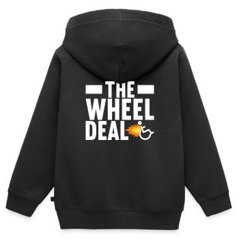 Personnes en fauteuil roulant Fauteuil roulant - Sweat Premium à capuche zippé enfant bio - noir - Dos - AI Model Kid Male (0cm)