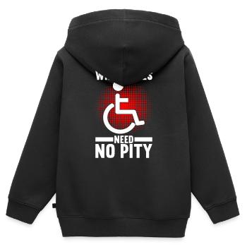 Personnes en fauteuil roulant Fauteuil roulant - Sweat Premium à capuche zippé enfant bio - noir - Dos - AI Model Kid Male (0cm)