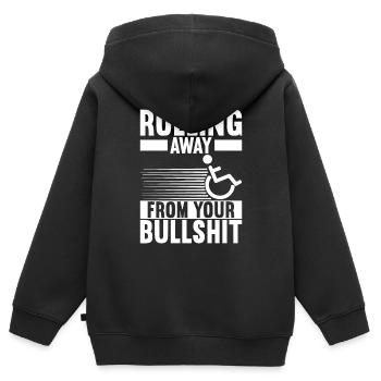 Personnes en fauteuil roulant Fauteuil roulant - Sweat Premium à capuche zippé enfant bio - noir - Dos - AI Model Kid Male (0cm)