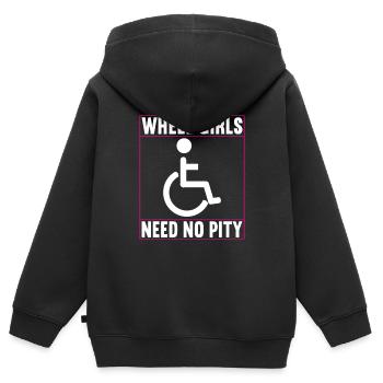 Personnes en fauteuil roulant Fauteuil roulant - Sweat Premium à capuche zippé enfant bio - noir - Dos - AI Model Kid Male (0cm)