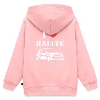 Humour pilote de rallye - Sweat Premium à capuche zippé enfant bio - rose - Dos - AI Model Kid Female (0cm)