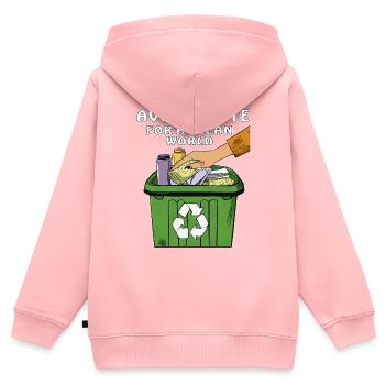 MÜLLTONNE AVOID WASTE FOR A CLEAN WORLD - Kinder Premium Organic Zip Hoodie - Rosa - Hinten - AI Model Kid Female (0cm)
