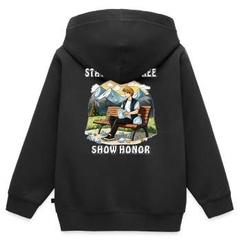 ABFALL STAY LITTER-FREE SHOW HONOR - Kinder Premium Organic Zip Hoodie - Schwarz - Hinten - AI Model Kid Male (0cm)