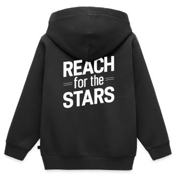 GREIFEN SIE NACH DEN STERNEN - Kinder Premium Organic Zip Hoodie - Schwarz - Hinten - AI Model Kid Male (0cm)