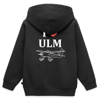 Ich liebe Ulm - Kinder Premium Organic Zip Hoodie - Schwarz - Hinten - AI Model Kid Male (0cm)