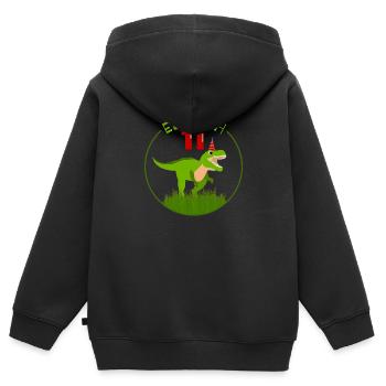 Endlich 11 - 11. Geburtstag - 11 Jahre alt Dino - Kinder Premium Organic Zip Hoodie - Schwarz - Hinten - AI Model Kid Male (0cm)