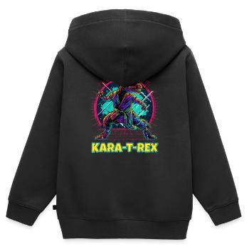 Chemise à jeu de mots Tyrannosaurus Rex - T-shirt de karaté T-Rex - Sweat Premium à capuche zippé enfant bio - noir - Dos - AI Model Kid Male (0cm)
