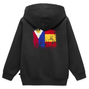 Drapeau de l’Espagne des Philippines - Sweat Premium à capuche zippé enfant bio - noir - Dos - AI Model Kid Male (0cm)
