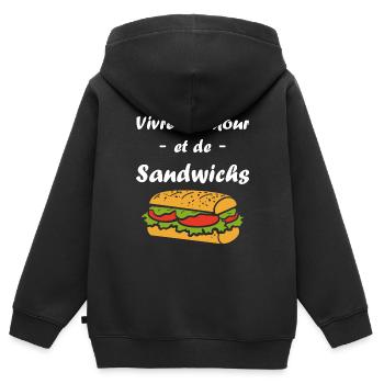 Humour sandwich - Sweat Premium à capuche zippé enfant bio - noir - Dos - AI Model Kid Male (0cm)
