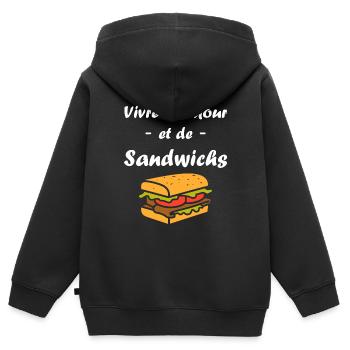 Humour sandwich - Sweat Premium à capuche zippé enfant bio - noir - Dos - AI Model Kid Male (0cm)