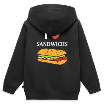 Humour sandwich - Sweat Premium à capuche zippé enfant bio - noir - Dos - AI Model Kid Male (0cm)