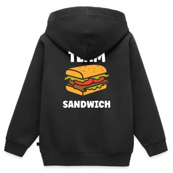 Humour sandwich - Sweat Premium à capuche zippé enfant bio - noir - Dos - AI Model Kid Male (0cm)