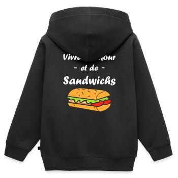 Humour sandwich - Sweat Premium à capuche zippé enfant bio - noir - Dos - AI Model Kid Male (0cm)