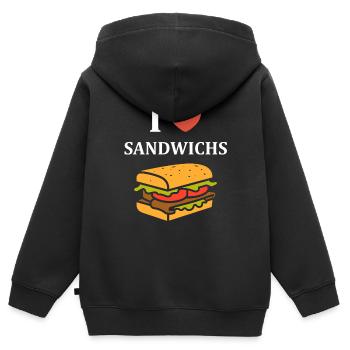 Humour sandwich - Sweat Premium à capuche zippé enfant bio - noir - Dos - AI Model Kid Male (0cm)