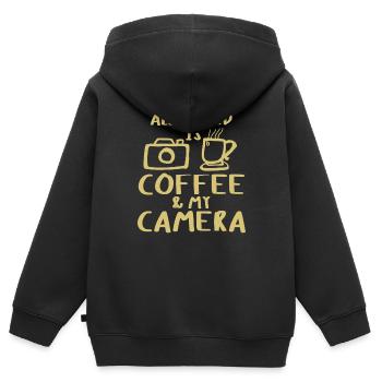 Tout ce dont j’ai besoin, c’est de café - Sweat Premium à capuche zippé enfant bio - noir - Dos - AI Model Kid Male (0cm)