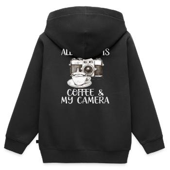 Tout ce dont j’ai besoin, c’est de café - Sweat Premium à capuche zippé enfant bio - noir - Dos - AI Model Kid Male (0cm)