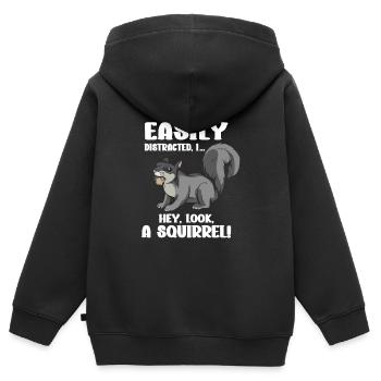 Je ne suis pas facilement distrait Hé, un - Sweat Premium à capuche zippé enfant bio - noir - Dos - AI Model Kid Male (0cm)