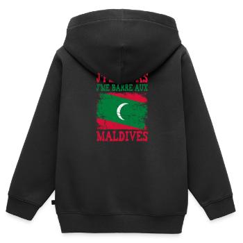 Ich kann nicht auf die Malediven - Kinder Premium Organic Zip Hoodie - Schwarz - Hinten - AI Model Kid Male (0cm)