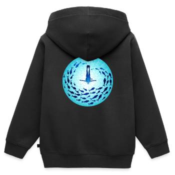 Blau würde Blue Would - Kinder Premium Organic Zip Hoodie - Schwarz - Hinten - AI Model Kid Male (0cm)
