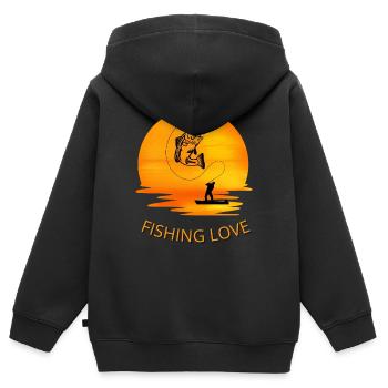 Fisch-Angriff - Kinder Premium Organic Zip Hoodie - Schwarz - Hinten - AI Model Kid Male (0cm)