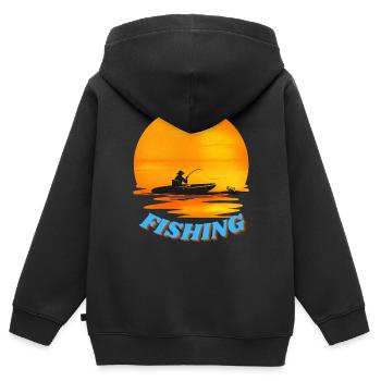 Fisch-Angriff - Kinder Premium Organic Zip Hoodie - Schwarz - Hinten - AI Model Kid Male (0cm)
